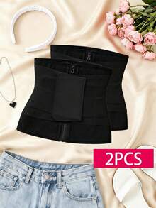 1 pieza/2 piezas Faja reductora con cremallera para mujer, con soporte efectivo para la espalda y control abdominal fuerte y transpirable - Multicolor - Ver 9