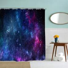 Shower Curtain, Outer Space Universe Stars Waterproof Fabric Bath Curt... - White - View 2
