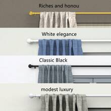 1pc, 5/8 Inch Metal Curtain Rod/Roman Rod/Shower Curtain Rod. Spiral Connector Extends From 45 Inches To 147 Inches, Wall Mounted, Sturdy And Durable. Lantern Decor Curtain Rod Bracket Set, Available In White, Black, Gold, Silver. Modern Classic Style - Multicolor - View 9