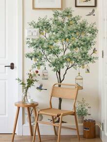 2pcs Tree Plant Background Stickers - Fresh Minimalist Hanging Basket Self-Adhesive Wall Decor For Living Room & Bedroom - 67175-hua Zhao - View 5