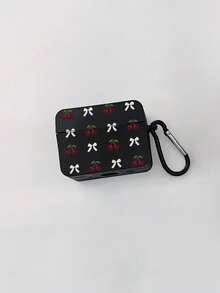Bow Tie & Cherry Pattern Earphone Case, Square Black Earphone Case With 1 Earphone Case Hanger, Compatible With AirPods Case, Headphones, Pro (2nd Generation), 3, Pro, 1/2, 4 - Multicolor - View 9