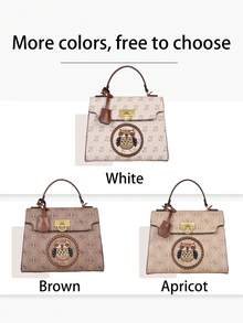 2026 New Retro Owl Print Patchwork Women's Handbag, Niche Design Luxury Chain Shoulder Bag, High-Quality Hardware, Large Capacity Commuter Versatile Tote Bag, Elegant Maternity Bag - Multicolor - View 5