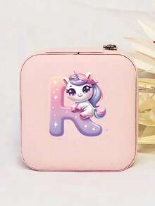 1个个性化独角兽字母印花皮革首饰戒指盒，拉链首饰盒，情人节礼物 - 彩色 - 查看 35