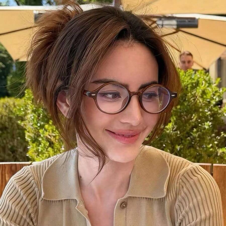 1pc Fashion Commuter Versatile TR Optical Glasses With High-End Feel And Non-Slip Temples - Maroon - View 1