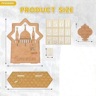 Ramadan Begränsad Utgåva: Ramadan Nedräkningskalender i Trä, 30 Dagar Före Eid Al-Fitr, Ramadanpresent, Ramadandekor, Påskpresent