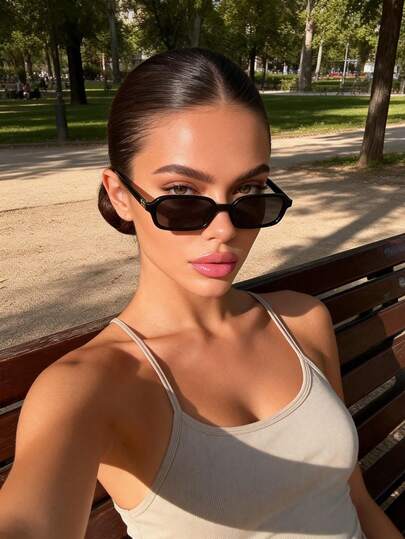 1pc Women Multicolor Plastic Full Frame Geometric Small Frame Fashion Glasses For Daily Life Summer Back To School Tropical Beach Vacay Musical Festival Suitable For All Face Shapes Going Out Outfit Fashion Accessories