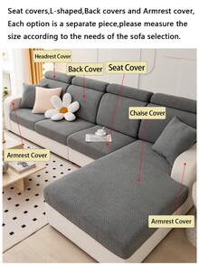 1件装现代简约毛绒沙发套，防滑弹力面料，适用于客厅和卧室的1/2/3/4人沙发，宠物友好，可机洗 - Nian Chu - 深灰色 - 查看 8