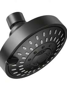 5档高压淋浴喷头 - 强力浴室淋浴喷头，高流量固定式喷头（哑光黑） - 黑色-1pc - 查看 9