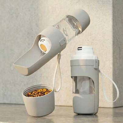 PETSIN 大容量宠物旅行水瓶带食物容器，便携式户外遛狗饮水杯狗狗外出狗狗用品