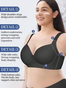 Plus Size Women Underwire Bra - Lift And Shape, Sexy Daily Wear - Black - View 2