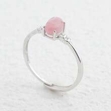 925 Sterling Silver Women's Ring Inlaid With 7*5mm Natural Amethyst/Garnet/Tourmaline/Jasper, Crystal Wedding Jewelry, Valentine's Day/Birthday Gift - Silver - View 14