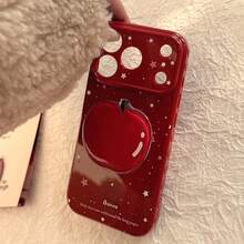 Kavenfort 1pc Maple Sugar Red + Yellow Berry Star + Cute Red Fruit Phone Holder, Compatible With IPhone 17, 15, 16 Pro Max, 12/13, Personalized, Creative, Retro, Geometric, Minimalist, Niche, Ins Style New Year Phone Case - Maple Syrup Red - View 9