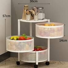 3/4/5-Tier Rotating Kitchen Storage Rack Carbon Steel White/Black Multi-Layer Organizer For Countertop Spice Jar Can Bottle - 白色 - 查看 2