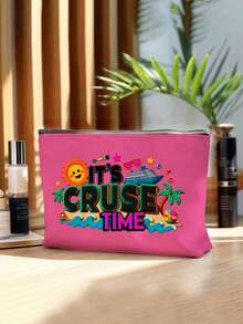 1个邮轮主题旅行化妆包，印有“邮轮时光”字样 - 充满活力的航海风化妆包，旅行收纳包，邮轮和海浪图案，耐用拉链收纳袋，休闲轻便的化妆包，非常适合存放洗漱用品和小物件，适合夏季户外活动、海滩度假、旅行、商务出行、健身、露营，是理想的生日礼物、节日礼物、派对礼物、度假礼物。 - 彩色 - 查看 8