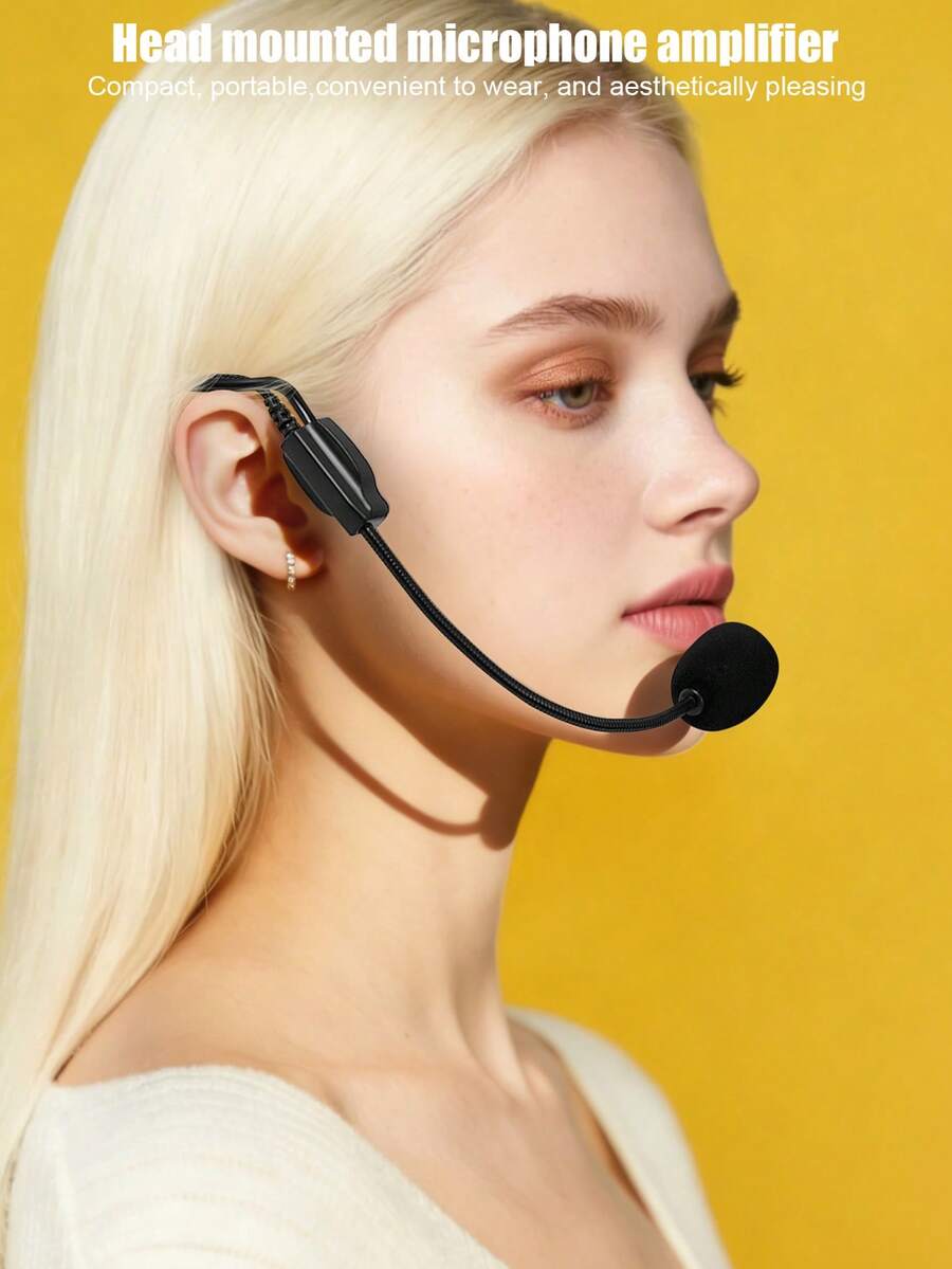 3.5mm Wired Headset Microphone, Black, Suitable For Teachers, Guides, Conferences, Amplifiers, Speakers, Office Presentations - Black - View 1