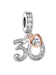 925 Sterling Silver Minimalist Heart Shaped Numeric Pendant, Unisex Birthday Gift - Silver - View 7