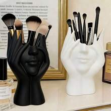 1pc Handmade Creative Human Body Art Makeup Brush Holder - Unique Human Body Art Makeup Brush Holder, Desktop Makeup Brush Storage Box, Decorative Resin Material, Anti-Drop Design, Sculpture Decor, Lightweight And Portable, Handmade Desktop Or Bathroom Cosmetic Storage Box, Stylish And Non-Slip Design, Ideal Choice, Valentine's Day Gift, Back To School Storage Accessory - Multicolor - View 2