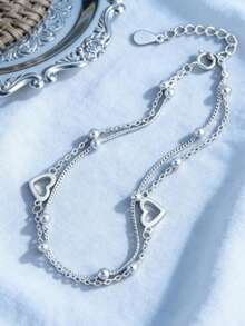 1件优雅简约镂空心形叠戴手链，休闲时尚 - 彩色 - 查看 2