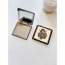 Wild Love Artist Y2K Tiger Head & Human Portrait Printed Folding Square Mirror, Holiday - 彩色 - 查看 4