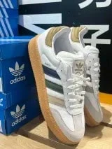 Adidas Originals SAMBA XLG Slip-Resistant Shock-Absorbing Low-Top Sneakers, Unisex, White & Brown SAMBA XLG SHOES, Classic Athletic Shoes, Casual White Shoes - White - View 2