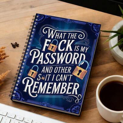1pc Funny Password Book With Spiral Binding, 70 Pages Account & Login Organizer, Creative "What The F*Ck Is My Password" Password Keeper, Humorous Gift For Friends And Office.