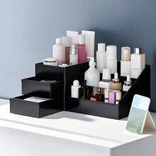 Handy Desktop Makeup Organizer With Drawers – Space-Saving Cosmetic Storage For Daily Skincare & Toiletries (Black) - 黑色 - 查看 2