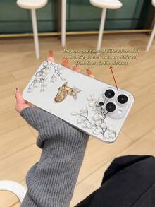 1pc Thick Transparent Anti-Drop UV Painted Pink TPU Phone Case With Minimalist White Flower And Cute Deer Pattern Design Compatible With Iphone 17/17 Air/17 Pro/17 Pro Max, 16/16 Plus/16 Pro/16 Pro Max, 15/15 Plus/15 Pro/15 Pro Max, Galaxy S25 Ultra, S24 Ultra Series. Provides Lens Protection And Can Be Used As A Protective Cover, Suitable As A New Year, Christmas, Halloween Or Valentine's Day Gift - Multicolor - View 4