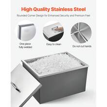 Einbau-Eisbox (508 x 355 x 342 mm) Edelstahl-Einbaukühler, 30 L gewerbliche Drop in Ice Chests mit Topfdeckel für den Außenbereich, inklusive Abflussrohr-Set, für kalten Wein Bier - 508 x 355 x 342 mm - Übersicht 4
