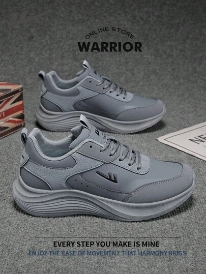 WARRIOR 勇士舒适街头风厚底男鞋，春秋季舒适跑步鞋，简约休闲时尚运动鞋，四季皆宜，耐磨耐穿，适合全天穿着的训练鞋