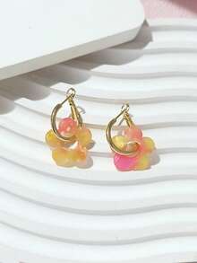 LADYCOCO 一对时尚亚克力五瓣吊坠耳环，适合女性佩戴，非常适合约会、派对、送礼，四叶草元素 - 多色D - 查看 6