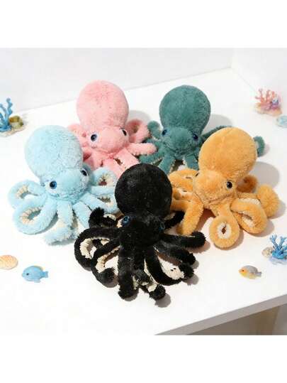 11.81英寸章鱼玩偶抱枕 - 柔软舒适，色彩鲜艳的毛绒玩具，适合作为睡前伴侣、家居装饰、生日礼物、情人节礼物、儿童节礼物、儿童派对礼品