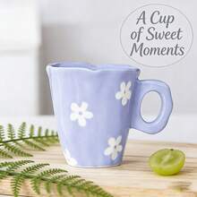 [Atmospheric Ins Style] Hand-Painted Cloud & Flower Ceramic Mug, High-Temperature Fired Durable, Household & Office Coffee/Milk Cup, Niche High-Quality, Ideal Gift For Couples - Multicolor - View 10