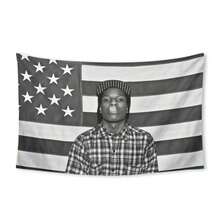 A$AP Rocky ASAP American Flag Rap Rapper Motivational Inspirational Office Gym Wall Dorm Decor Flag Only Sewing Dorm Decor - 黑色 - 查看 8