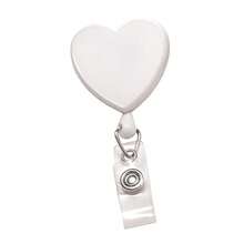 Heart Shaped Retractable Badge Reel With Rotating Swivel Spring Clip - Cute Heavy Duty Name Tag Reels For Nurses Pediatrics Teachers EKG And More White - 1 Đơn lẻ - Xem 2