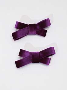 2个可爱优雅的奶油色天鹅绒交叉蝴蝶结发夹，适合任何场合 - 彩色 - 查看 9