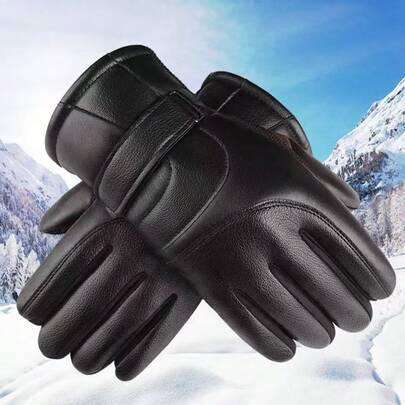 1 par de guantes de invierno de cuero para mujer, compatibles con pantalla táctil, guantes cálidos para conducir, elegantes guantes para enviar mensajes de texto adecuados para clima frío