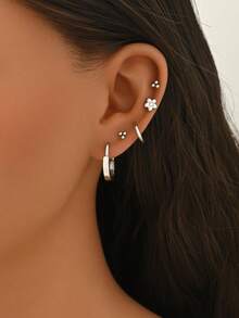 5对/10件套金色时尚耳夹耳环套装，百搭垂坠耳环，适合女性参加节日、音乐会及任何场合。 - 套裝耳環 - 查看 4