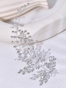 1pc Minimalist Crystal Bridal Waist Belt, Handmade Women's Fashion Waist Sash Suitable For Evening Gowns, Wedding Dresses - Multicolor - View 3