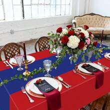 PTECDROTS 4 Pcs Blue And Red Tablecloth Table Runner Waterproof Disposable Rectangle Table Cover For Birthday Graduation Party Red And Blue Party Decorations 130 X 220cm - BlueandRed - View 6