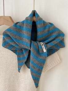 1pc Multifunctional Striped Knit Scarf, Autumn/Winter Triangle Scarf Headscarf Warm Shawl Knit Scarf Face Mask Scarf Dress Scarf - Multicolor - View 7