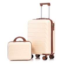 14-Inch/19-Inch Double-Piece ABS Rotating Shell Cover With Combination Lock And 14-Inch Decoration Pack (Beige) - Beige - View 1