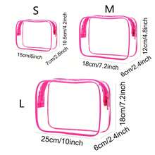 透明洗漱包，3个装，TSA认证旅行洗漱包，可随身携带，机场航空旅行配件包，夸脱容量，女士化妆包，化妆收纳包，旅行洗漱包 - 紅色 - 查看 8