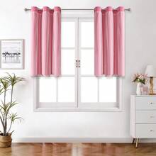 1pc Hollow Star Sheer Curtain, Polyester Lace Double Layer Curtain, Darkening Curtain For Living Room Bedroom, Cute Style - Coral Pink - View 36