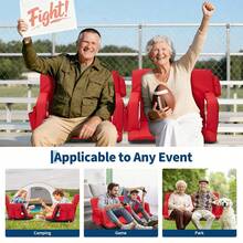 2 Pack Wide Bleacher Seats With Back Support, 6-Position Reclining Stadium Chairs With Adjustable Armrests, Cup Holder & Pockets, Portable Folding Chairs For Sports, Concerts - Red - View 5