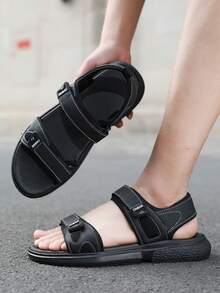 1 Pair Men's Summer Non-Slip Outdoor Sandals, New Wear-Resistant Breathable Fashion Shoes, Simple Driving Casual Beach Shoes - Black - View 7