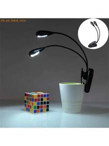 1pc Dual-Head LED Lighting Reading Lamp, Book Clip Lamp, Music Stand Book Light, Adjustable Reading Light With 4 Bulbs, Suitable For E-Readers, Books, Study - Multicolor - View 8