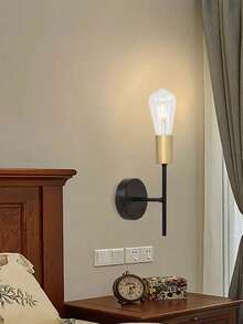 现代简约铁艺壁灯，E27灯座，硬线连接，适用于卧室、书房、门厅、走廊、楼梯间等场所的壁灯照明，不含灯泡 - 彩色 - 查看 5