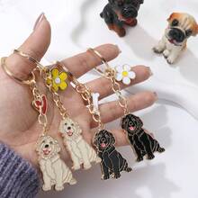 Golden Retriever Lover Keychain Set, Enamel Dog Keyring With Flower/Heart/Bone Pendants, Cute Purse Backpack Accessories - Multicolor - View 2