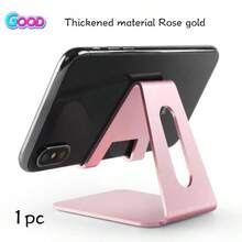 2/1 pieza Soporte universal de metal para teléfono/tableta, antideslizante y a prueba de golpes, adecuado para transmisión en vivo, ángulo ajustable, para ver películas y cargar, accesorio de escritorio creativo - Oro rosa - Ver 12