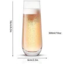 6只装，10盎司无柄香槟杯套装，水晶玻璃鸡尾酒杯，完美适用于派对、婚礼和各种场合。 - 透明 - 查看 11